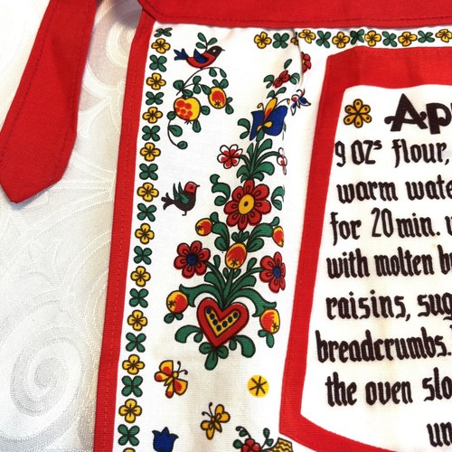 Kolf Folk Art Apron Apple Strudel Recipe Large Pocket Austria 100% Cotton VTG - Picture 6 of 8