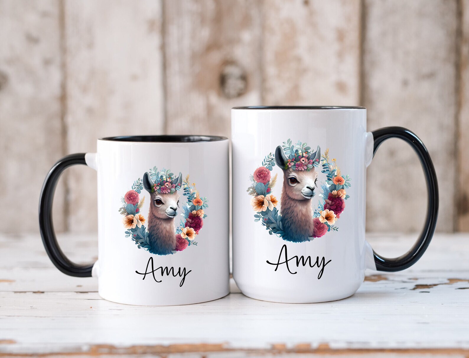 Custom Alpaca Mug Personalized Pet Name Coffee Cup Cow Design