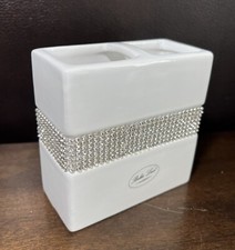 Bella Lux NEW  White 4  RHINESTONE TOOTHBRUSH HOLDER Vanity Brush GORGEOUS 