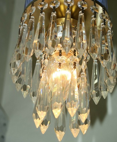 Lámpara de araña vintage lavanda púrpura dama cupcake cristal latón SWAG - Imagen 5 de 12