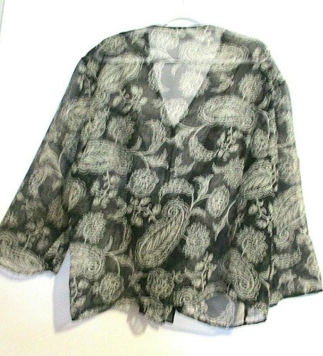 Womens 26/28 Summer Sheer Flower Coat Jacket Cardigan Cover Up Blouse CATO'S - Picture 10 of 11