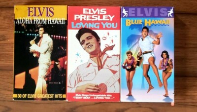 3 Elvis Presley VHS tapes- Blue Hawaii, Aloha From Hawaii, Loving You