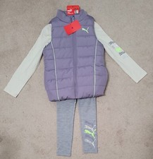 Puma Girls 3-piece set: Vest, Pants, Long Sleeve Shirt size 6 Purple New