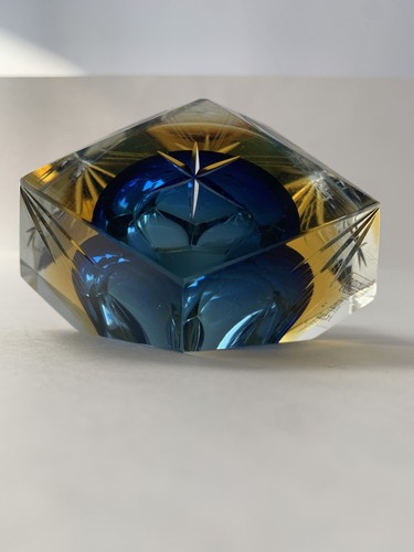 GLAS MURANO Flavio Poli ~ Untergetaucht Kobaltblau + Gold Aschenbecher Trinkset ITALIEN - Bild 10 von 24