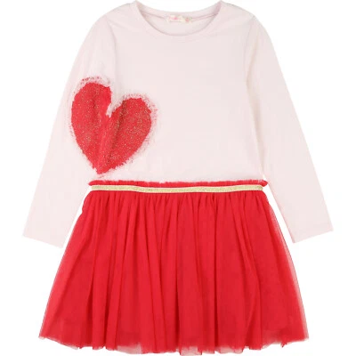 Billieblush Traum Kleid Tüll und Jersey rot rosa mit Glitzer Plüsch Herz 98-128 - Bild 1 von 2