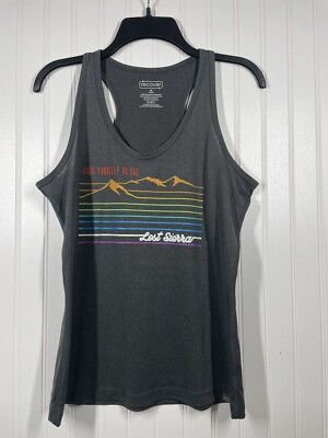 Recover Find yourself In The Lost Sierra Graphic Tank Top Polyester Sz M Recycle
