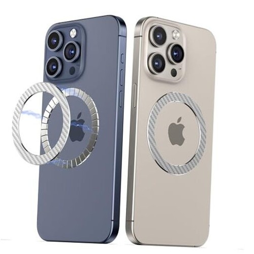 Magnetic Ring Sticker for Magsafe Phone Magnet 2 Pack, Upgrade Carbon Silver