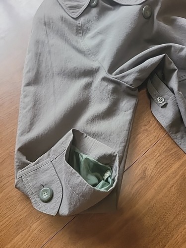 London Fog Women's Trench Coat Doble Breasted Size 2 Pet. Greygreenish Color - Picture 15 of 17