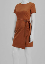 Tahari ASL Women's Brown Faux-Suede Sheath Dress Sz 14