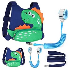 Toddler Harness Leash with Anti Blue/Green Spotted Brachiosaurus, Blue Link
