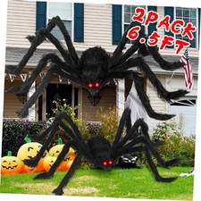 : Acina Fake Large Hairy 2PCS/6.5FT/78IN/200CM Halloween Giant Spiders Set
