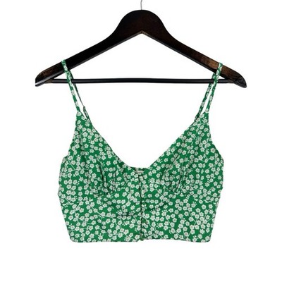 Princess Polly Green Floral Crop Tank Top Size 6 Date Night Going Out