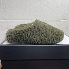 Bombas Sunday Slippers Olive Green Sherpa Fleece Mule Slip On Women's Size 8 US