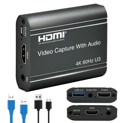 4K Capture Card, HDMI to USB 3.0 Video Capture Card with loopout for Nintendo...