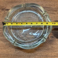 Vintage ASHTRAY HEAVY GLASS 10" AMERICAN EAGLE Glass Cigar Cigarette