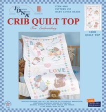 Jack Dempsey Stamped White Quilt Crib Top 40"X60"-Baby Love Bears - 4060 93