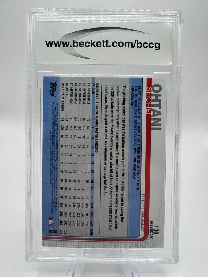 2019 Topps Opening Day Shohei Ohtani Purple Foil BCCG 10 Read - Image 2 of 2