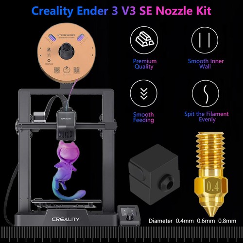 3X(6Pc for 3 V3 SE Nozzle Kit,3D Printer Brass Nozzles 0.4mm 0.6mm 01978 - Afbeelding 2 van 7