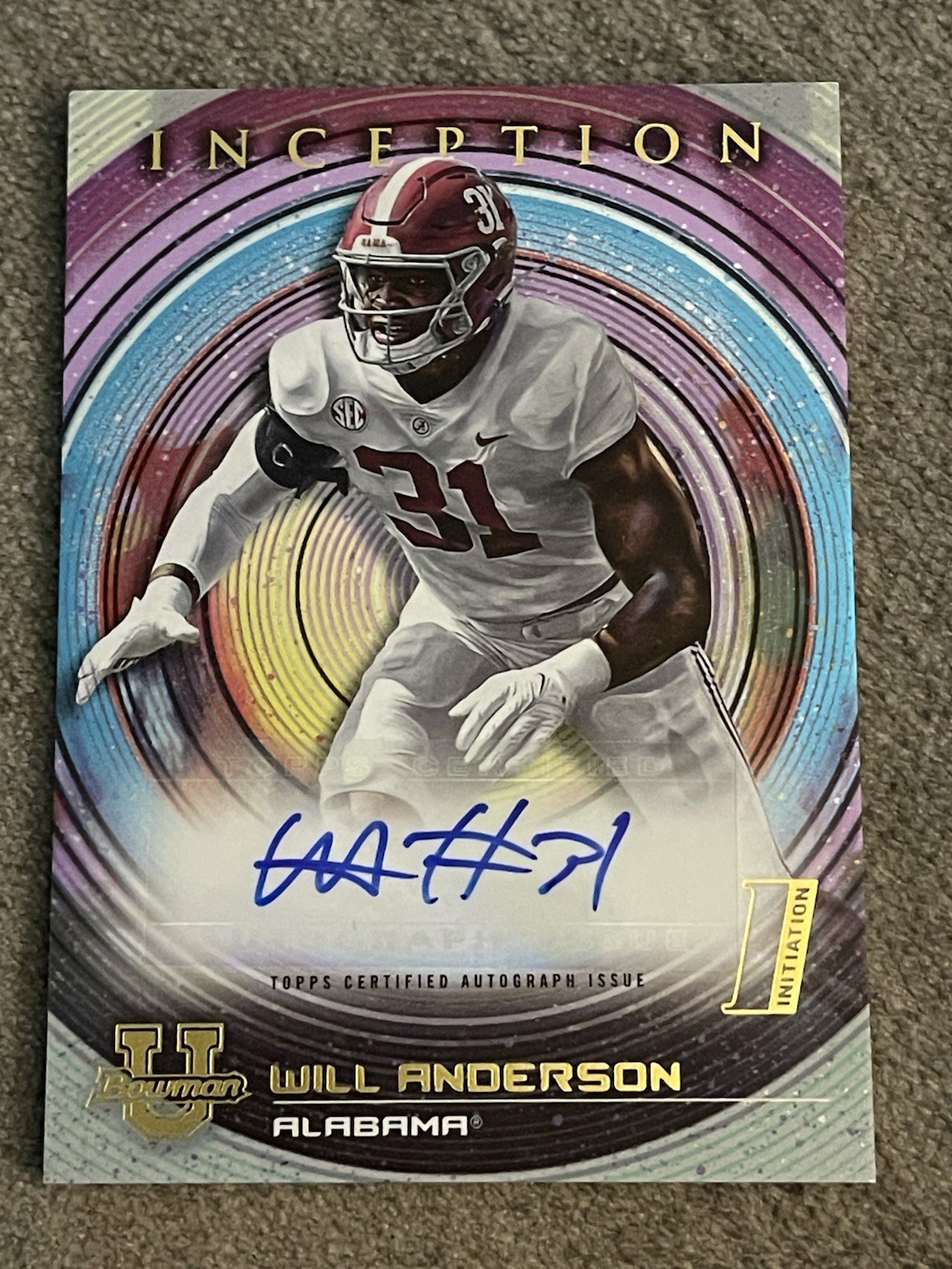 Will Anderson 2022-23 Bowman Inception U #BIA-WA Prospect Autograph