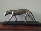 SILVER COLOURED PANTHER on BLACK BASE approx 16.75" in length
