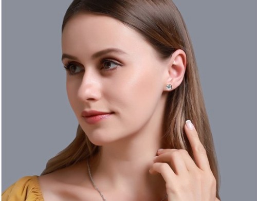 Classic Round Cut 2.57 Carat Diamond Solitaire Stud Earrings 14K White Gold - Picture 2 of 24