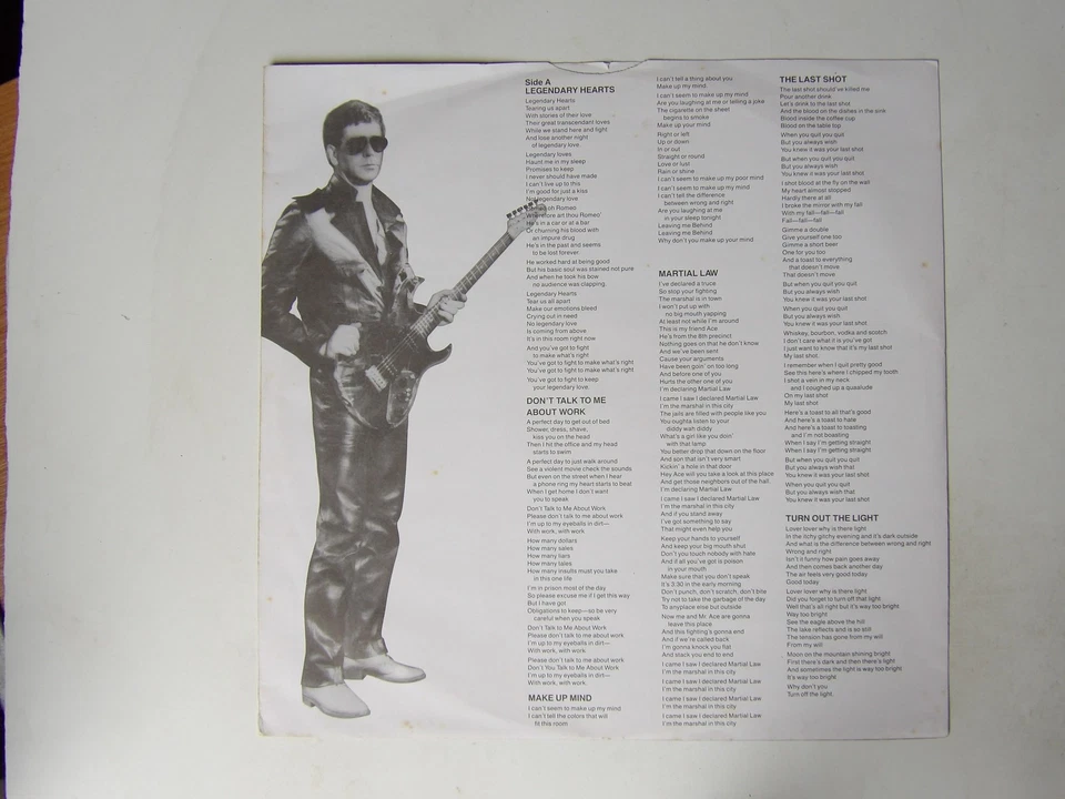Lou Reed:  Legendary Hearts 1983  EX+ LP  NO SLEEVE Foto 4 de 4