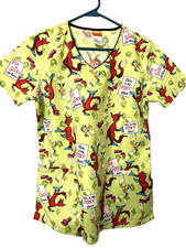 Dr Seuss Fox In Socks Women's Scrub Top Small