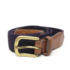 Brighton Golf Belt Mens Size 40 Brown Croc Leather Indigo Fabric Made USA VTG