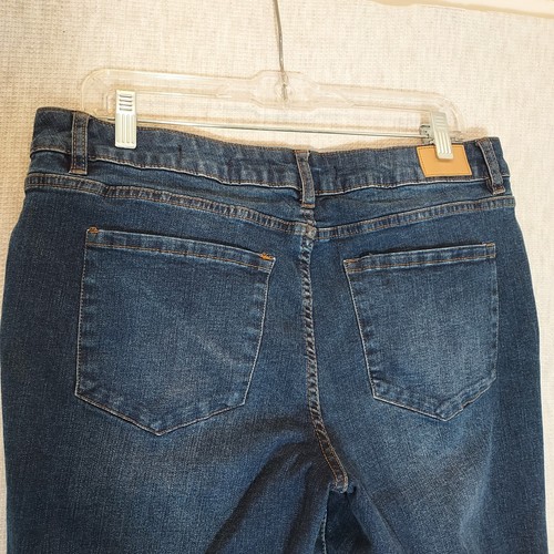 Jeans Tahari Amelia Button Fly donna 14/34 skinny denim elasticizzato sbiadito boho retrò - Foto 4 di 7