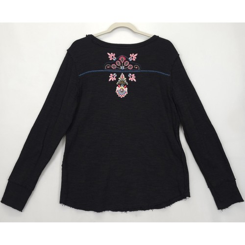 Paparazzi besticktes Top Damen XL Langarm roher Saum Boho Hippie Festival - Bild 2 von 13