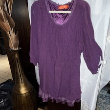 Urban Mango Women’s XL Purple Solid Scoop Neck Long Sleeve Ruffle Mini Dress