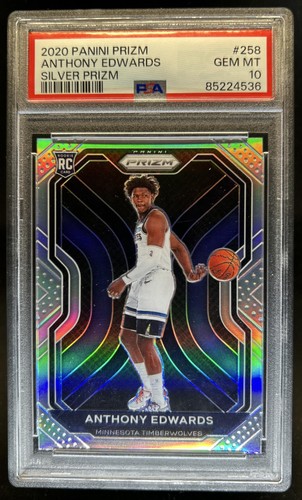 2020-21 Panini Prizm Anthony Edwards Silver Prizm RC #258 Timberwolves PSA 10