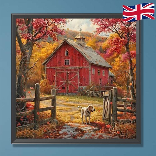 5D DIY Full Round Drill Diamond Painting Rural Beauty Home Decor Art 30x30cm