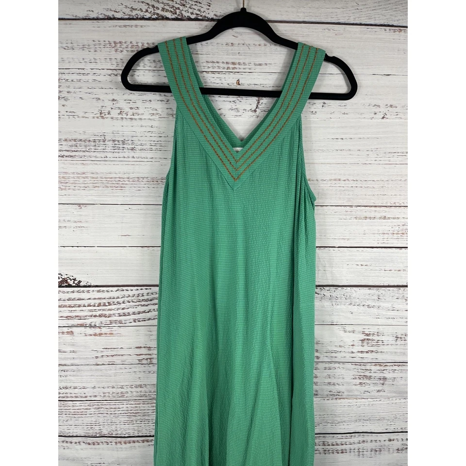 Vestido Corey Lynn Calter Para Mujer Mediano Maxi Sin Mangas Cuello en V Bolsillos Mezcla de Seda Foto 2 de 4