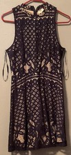 Love Fire dress- Navy blue lace with tan lining-sleepless-Juniors large-NWT
