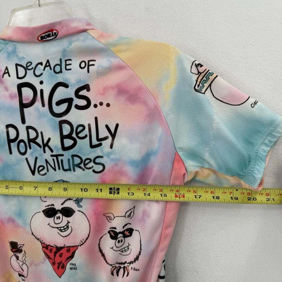 Camiseta de ciclismo Borah para mujer talla M rosa estampado de cerdo cremallera completa vientre de cerdo Ventures Foto 3 de 4
