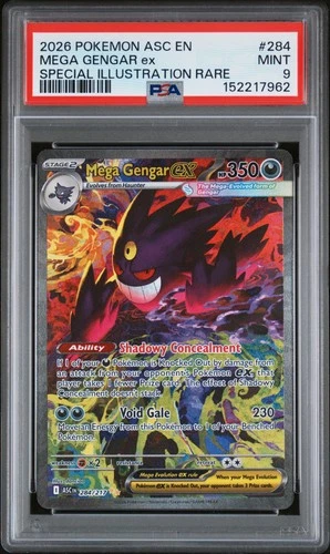 2026 POKEMON ASCENDED HEROES SPECIAL ILLUSTRATION RARE #284 MEGA GENGAR EX PSA 9