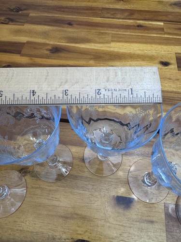 6 Lenox (Fostoria) Navarre Blue Wine Glasses – 6.5" – Vintage Etched – EUC - Picture 5 of 6