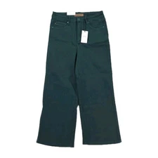 Judy Blue Jeans 11/30 Teal High Waist Tummy Control Garment Dye Wide Leg Crop