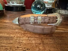 RDM  Sterling Silver 14K GLD Belt Buckle Sz42/1.25”- 1”✅ Sueded🐊 Cresent‼️