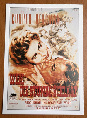 Wem die Stunde schlägt - Filmkarte Filmplakatkarte Cinema - Gary Cooper Bergman