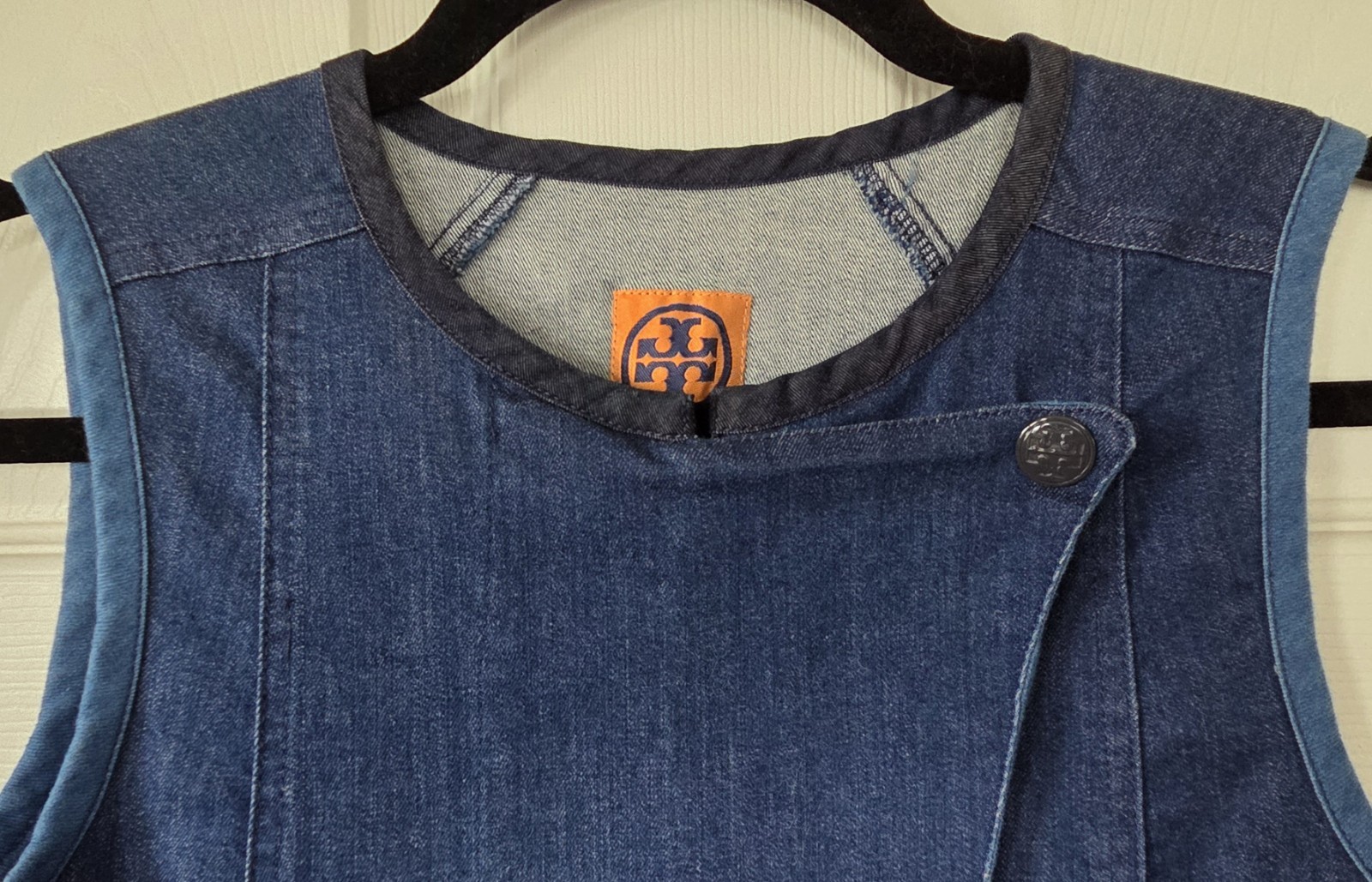 TORY BURCH Blue Denim Sleeveless Dress Zipper Pockets Women's Size XS thumbnail 6
