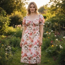 NEW Fashion Nova Spring Evening Off Shoulder Maxi Dress Pink Floral Lace Up 2X
