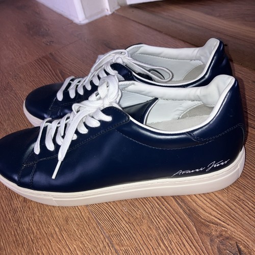 Armani Jeans Zapatillas Deportivas Zapatos Azul Marino Hombres Talla Uk10.5 - Imagen 4 de 10