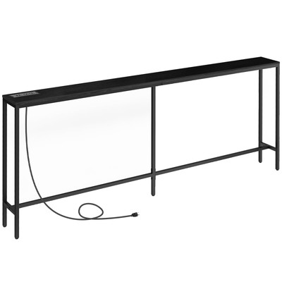 78.7'' Console Table with Power Outlet, Narrow Sofa Table, Industrial Entryway...