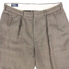 Polo Ralph Lauren Wool Tweed Pleated Trousers Mens 36x30 Houndstooth Vintage USA