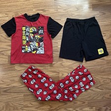 3pc Minions Boys Size 8 Short Sleeve Shorts Pants The Rise Of Gru Pajamas GUC 