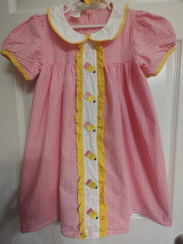 Back To School Dress Pink Plaid Pencil Dress Girl's Size 8 And Pencil Hair Clips - Picture 2 of 23