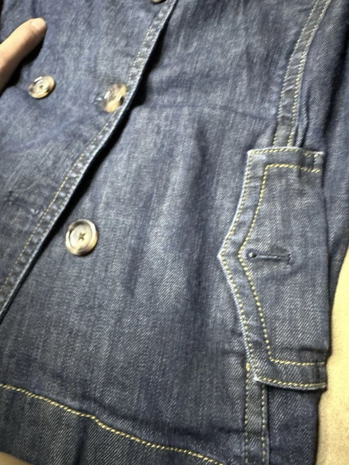 Chaqueta vaquera Ann Taylor vintage años 90 Y2K talla L ribete macramé gótico gitano Foto 4 de 4