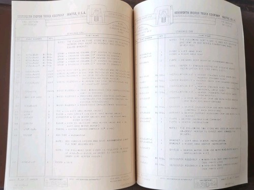 Vintage 1960's KENWORTH Service Parts Catalog Chassis 73802-73805 Model L-924-AL - Picture 9 of 16
